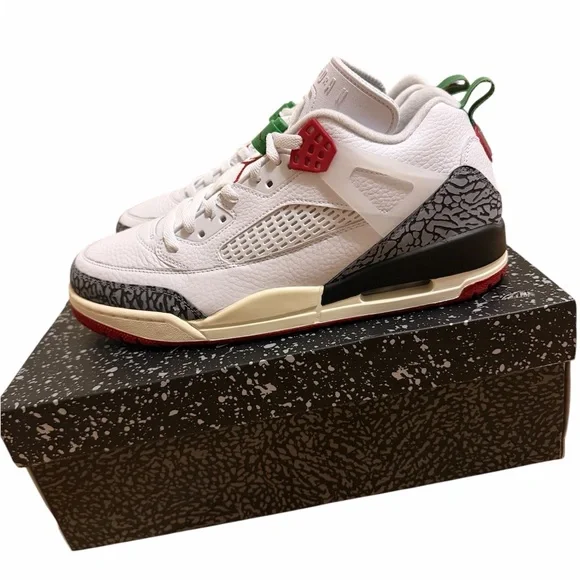 Jordan Spizike Low White Red Green Mens 11.5 OG Box Elephant Print